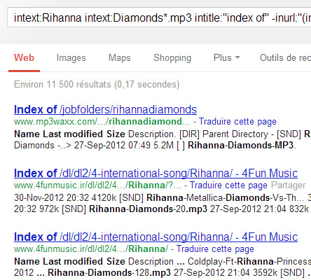 résultats Google index of